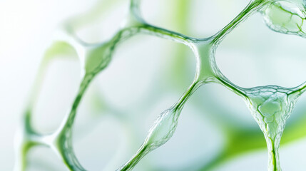 Intricate green mesh pattern with organic translucent structures and abstract design