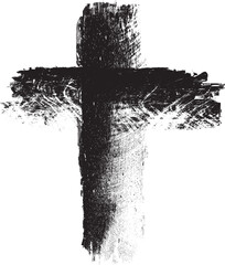 Poster - Textured Religion Cross . Christian cross . Vector cross with rough edges
