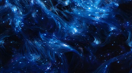 Wall Mural - a high-tech digital fiber weave, with strands of glowing blue energy interlacing