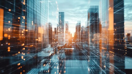 Poster - A futuristic representation of architecture using 3D models and blueprints, visualized through generative AI, showcasing advanced design concepts for modern buildings
