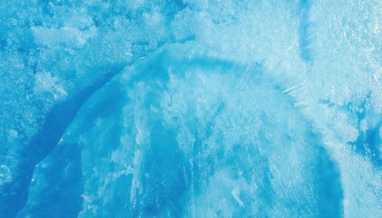 Poster - textured frozen ice surface with intricate frost patterns in vibrant blue tones, perfect for winter themed designs and background