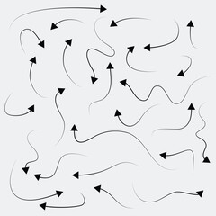 Fototapete - Black arrow set with curve shape. arrow indicates the direction sign. curved and straight arrow icon. set of black arrow