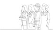 © Yossakorn - Continuous one line drawing of Women in various professions standing side by side, international women's day, single line art