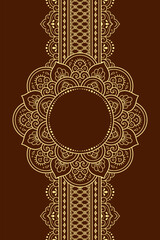 Wall Mural - frame in eastern tradition. stylized with henna tattoos decorative pattern for decorating covers for