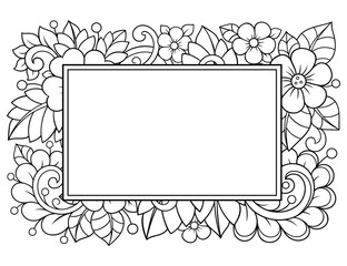 Wall Mural - frame in eastern tradition. stylized with henna tattoos decorative pattern for decorating covers for