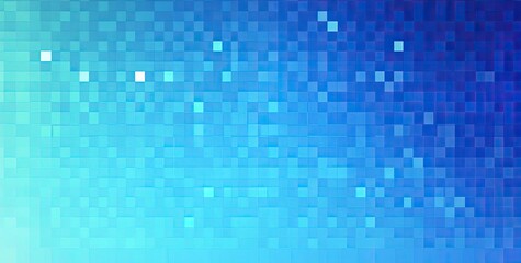 Abstract blue pixel mosaic with gradient squares, digital design asset for web banners and tech branding templates.