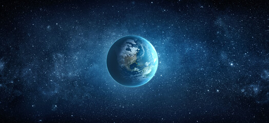 panoramic view of the earth, stars and galaxy. planet earth, view from space. space fantasy. element