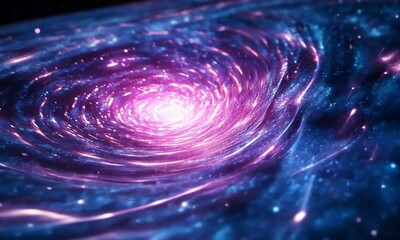 Wall Mural - Spiral galaxy with glowing blue and purple hues showcasing the vastness of the universe.