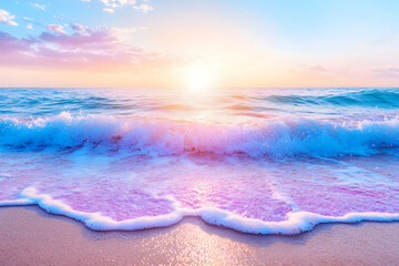Wall Mural - sunrise beach waves at dawn