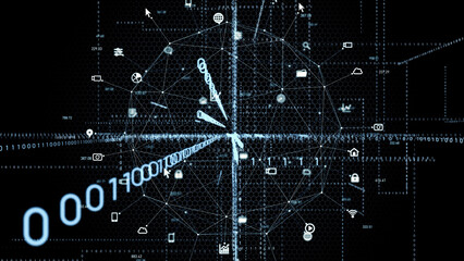 Poster - Digital transformation concept. System engineering. Binary code. Programming.
