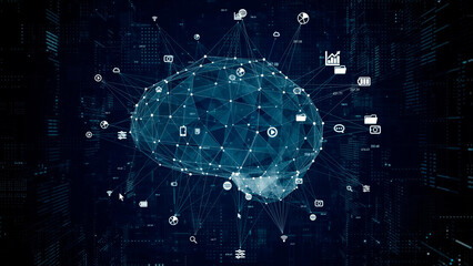 Poster - AI (Artificial Intelligence) concept. Communication network.