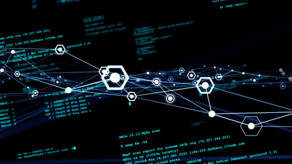 Aufkleber - Communication network concept. Digital transformation.