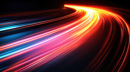 Leinwandbilder - Vibrant light trails create dynamic abstract background, showcasing speed and motion. colorful lines evoke energy and excitement