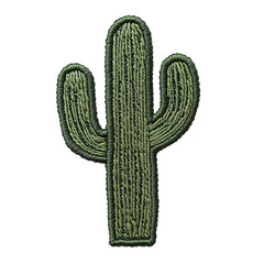 simple cactus embroidery patch logo, desert green tones, clean stitch on the png background. –