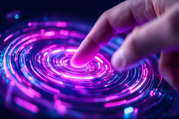 Wall Mural - fingertip activating glowing circular interface
