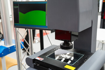 Leinwandbilder - Optic machine for precise measurement of part size and quality evaluation. Smart factory