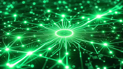 Aufkleber - Abstract Green Digital Circuit Board with Glowing Connections