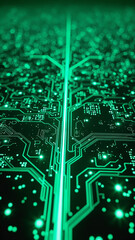 Aufkleber - Abstract Green Digital Circuit Board with Glowing Connections