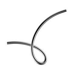 Wall Mural - metallic squiggle line shape isolated. futuristic metal tangled line design element, abstract metal 