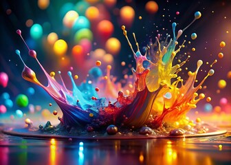 Wall Mural - abstract colorful paint splatter background with bokeh effect - generative ai art
