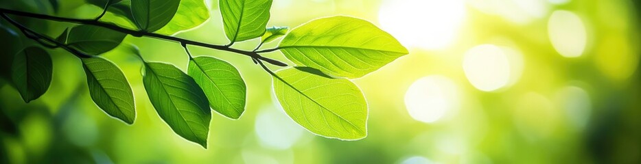 Wall Mural - Sun-Kissed Foliage: Sunlight streams through vibrant green leaves, creating a stunning display of nature's beauty and life. Capturing the essence of freshness and renewal.