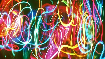 Wall Mural - Vibrant Abstract Light Trails in Colorful Swirls Creating a Dynamic Motion Effect