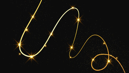 Wall Mural - gold glittering confetti wave and stardust