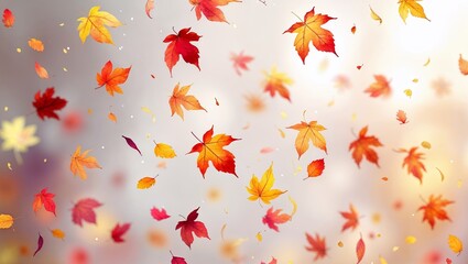 Wall Mural - colorful autumn leaves swirling in the air during a serene fall day in a peaceful forest