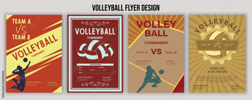 Volleyball Tournament Flyer Template Championship Sports Event Poster ...