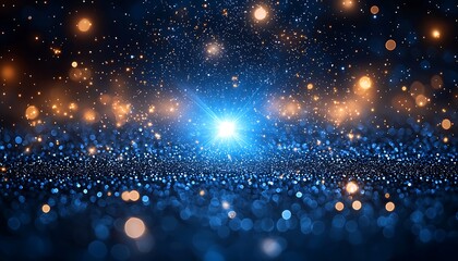 Glitter sparkles against dark blue expanse