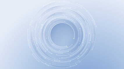 Fototapete - Concentric elegant circle design element. White technology background with circuit wires on light sky blue background. Tech bg. Web banner. AI concept. Abstract futuristic vector illustration. 