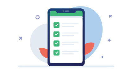 Leinwandbilder - Checklist on a tablet screen with colorful background and completed tasks illustrating digital productivity and organization