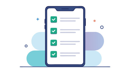 Leinwandbilder - Checklist on a tablet screen with colorful background and completed tasks illustrating digital productivity and organization