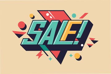 Aufkleber - Creative vector illustration showcasing a vibrant sale announcement with bold typography and dynamic geometric shapes against a neutral background