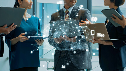 Aufkleber - Meeting business people and cloud concept