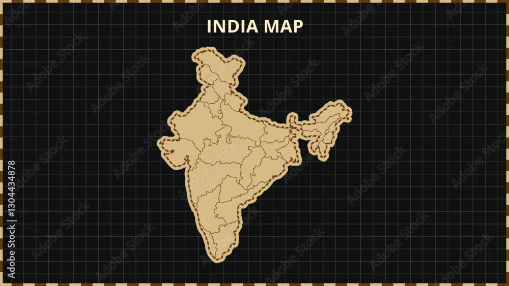 A Map highlighting India Map, India modern map with Gold and Black ...
