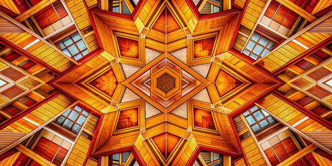 Wall Mural - autumn geometric pattern: colorful fall shapes architectural design