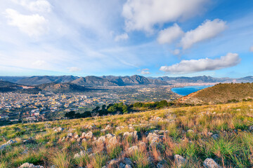 Wall Mural - panoramic view of bagheria and palermo towns and national park orientata pizzo cane.