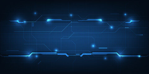 Wall Mural - vector illustrations of abstract blue digital hi tech background with glowing horizontal line and di