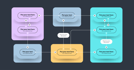 Aufkleber - Process flow diagram template with four sections - dark version. Simple infographic template for project data visualization.