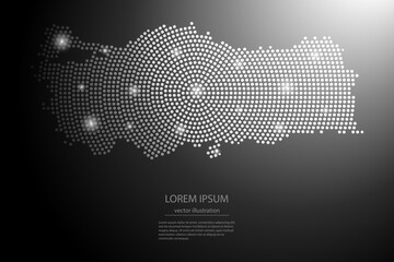 Wall Mural - Abstract image Turkey map from point Gray and glowing stars on a dark background. Vector illustration eps 10.	
