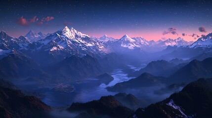 Wall Mural - Stunning Top-Down Night Scene with Deep Blue Sky and Subtle Details