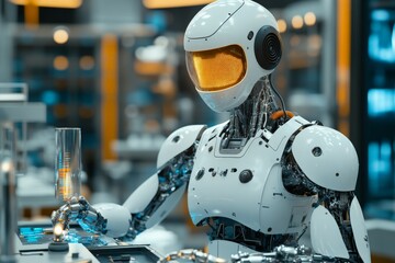 Aufkleber - Robotic assistant engaged in laboratory tasks within a high-tech research facility