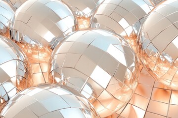Wall Mural - metallic mirrored disco ball tiles create abstract geometric patterns showcasing minimalist design