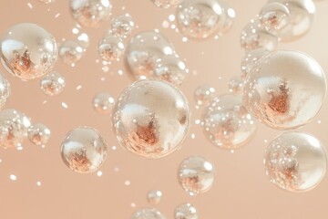 Wall Mural - cluster of disco balls reflects light in a minimalist arrangement against a neutral background