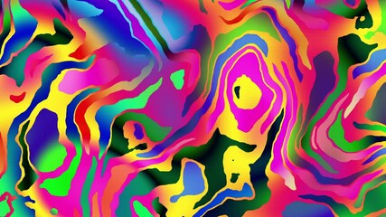 Fototapete - Colorful abstract psychedelic fluid background for summer music festival. Loop VJ background