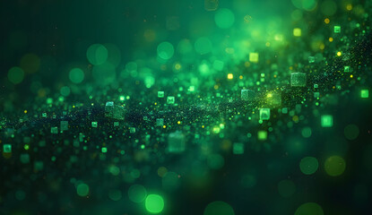 Abstract digital green background. Can be used for technological processes, neural networks and AI, digital storages, sound and graphic forms, science