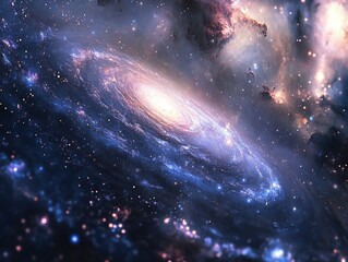 captivating spiral galaxy artwork with cosmic dust nebula and celestial light in deep space explorat