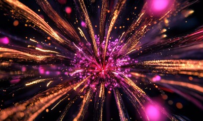 Wall Mural - vibrant fireworks display with dazzling bursts of pink, gold, and purple lighting up the night sky i