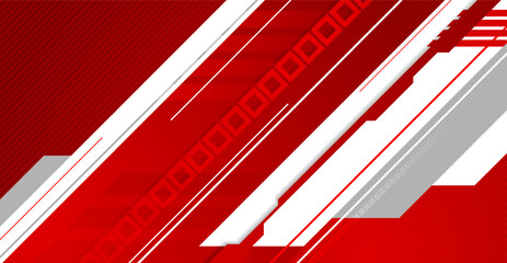 Aufkleber - Red and white flat abstract geometric background. Vector minimal tech graphic design
